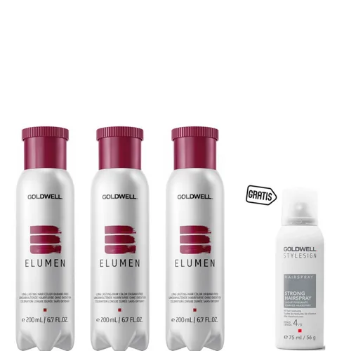 Goldwell Elumen GB@9 200 ml 3er Set + gratis Haarspray 75 ml - Hochwertiges Haarfärbemittel im praktischen 3er Set, inklusive gratis Haarspray. Für lebendige Farben und langanhaltenden Glanz, ideal für kreative Farbexperimente.