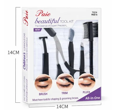 COOL-i ® Augenbrauenpinzette, 5 Stück Edelstahl-Pinzetten, Augenbrauen-Pflegeset