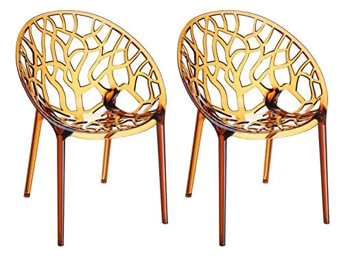 CLP 2er-Set XXL Gartenstuhl-Crystal aus Kunststoff in orange von CLP