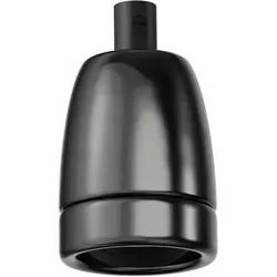 ledscom.de E27 Fassung, Porzellan, schwarz, 230V AC, max. 300W