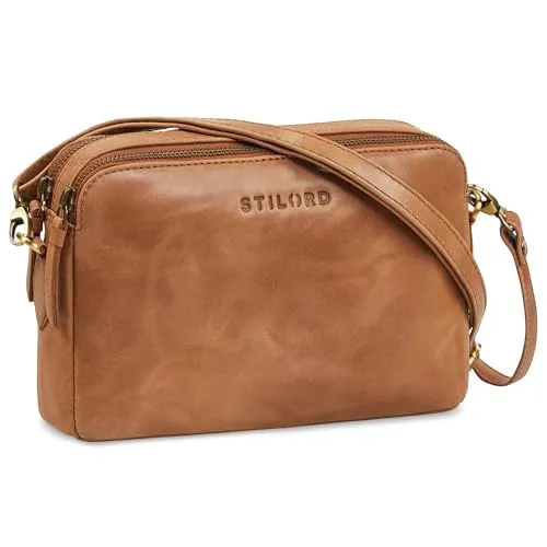 STILORD 'Rosie' Vintage Umhängetasche Damen Leder kleine Handtasche zum Ausgehen klassische Abendtasche Partytasche Freizeittasche Echtleder, Farbe:taranto - braun