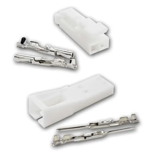 10er Pack Mini AMP-Steckverbinder 2-polig, mit Crimpkontakten aus verzinnten Kupfer, weißes Kunststoffgehäuse, Gehäuse mit Arretierung für Zusammenhalt