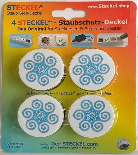 Steckel Deko DS-111 dekorative Steckdosen Abdeckung Staubschutz Deckel Steckdosendeckel Abdeckung für saubere Schuko-Steckdosen Leisten Mehrfachsteckdosen Spritzschutz Design (Ornament blau)