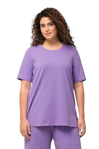 Ulla Popken Damen, A-Linie, Rundhalsausschnitt, Halbarm T-Shirt, Blaues Flieder, 54-56