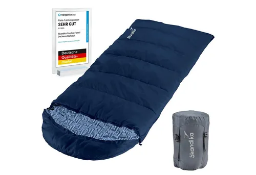 Skandika Kinderschlafsack Dundee Junior - Wasserabweisend und gemütlich für Kinder - Schlafsack für Kinder bis -15 °C, bietet viel Bewegungsfreiheit und ein weiches Baumwoll-Flanell-Futter für höchsten Komfort. Ideal für Camping und Übernachtungen.