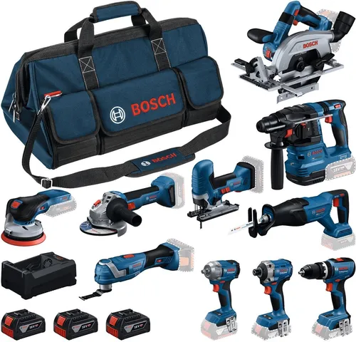 Bosch Professional 18V 10-tlg. Set mit 3x5,0Ah