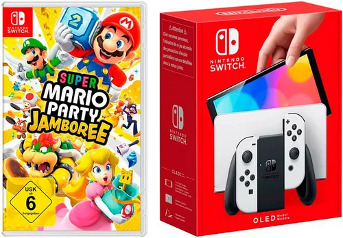 Nintendo Switch OLED weiß + Super Mario Party Jamboree - Konsolen mit 7