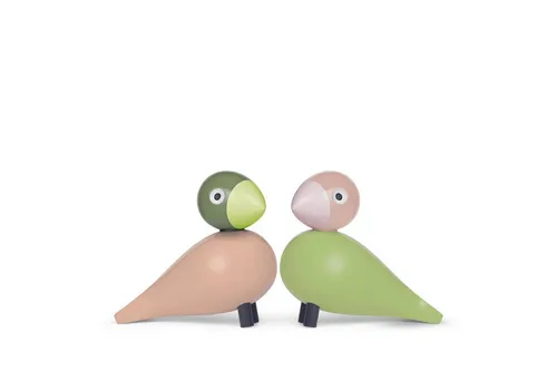 KAY BOJESEN Denmark Dekofigur Unzertrennliche Hellgrün/Rosa 2er Set - Charmantes 2er Set unzertrennlicher Vögel aus hochwertigem Buchenholz, ideal als romantisches Geschenk für besondere Anlässe. Ein stilvolles Deko-Highlight für jedes Zuhause.