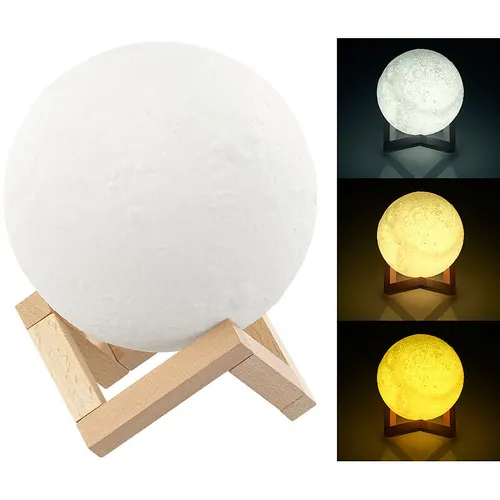 Lunartec Mondlampe – Deko-Mond-Leuchte mit Touchbedienung und Akku, Ø 15 cm
