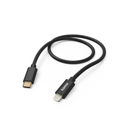 Hama Männlich Gerade Lightning auf USB C 1,5 m - Robustes Nylon-Ladekabel - Multimedia Kabel: 1,5 m USB-C auf Lightning Ladekabel aus strapazierfähigem Nylon in Schwarz, ideal für schnelles Laden und Datenübertragung.
