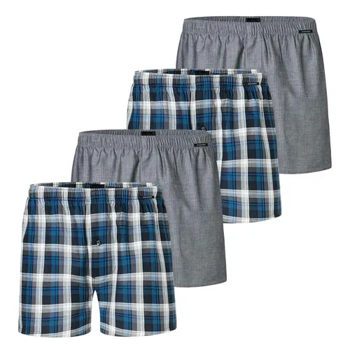 Herren Web-Boxershorts 4er Pack von SCHIESSER - Praktisches 4er Pack Herren Web-Boxershorts in Blau/Grau. Hergestellt aus hochwertiger Webware mit elastischem Bund für optimalen Tragekomfort. Hochwertige Qualität von SCHIESSER.