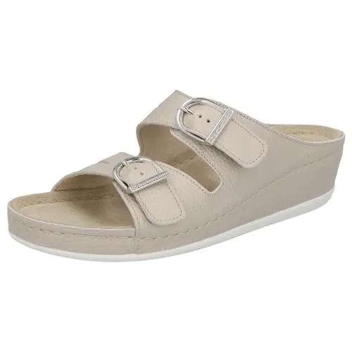 Berkemann Damen Lüneburg Hausschuh, Gold/Metallic, 41.5 EU - Clogs für Damen mit hochwertigem Echtleder, verstellbaren Riemen für perfekte Passform und weich gepolsterten Innensohlen für optimalen Komfort.