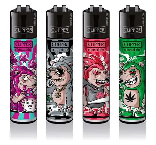 Clipper Feuerzeug 4er Set: (Igel) von sunmondo