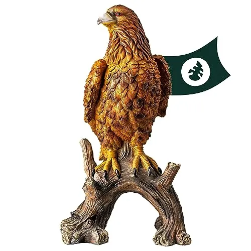VERDOBA - Lebensgroße Adler Figur aus Polyresin - Gartenstatuen - Majestätische Adler Statue aus wetterfestem Kunstharz, ideal für Teich oder Vorgarten, sorgt für einen eindrucksvollen Blickfang.