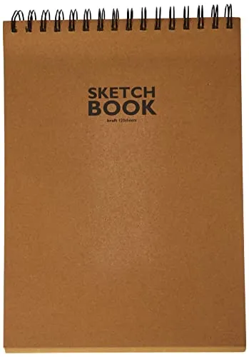 Sketchbook Honsell 33504 - Sketchbook Kraft Skizzenblock mit Spiralbindung, DIN A4, 120 Blatt, 100 g/m², robustes, recyclingfähiges Kraftpapier aus ungebleichten Naturfasern
