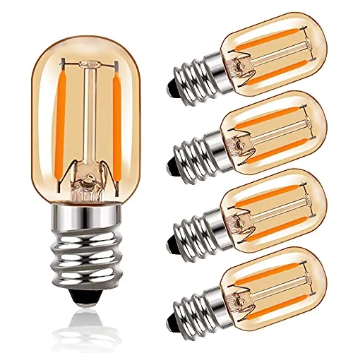 Hcnew T22 E14 Led Glühbirne 1 Watt Warmweiss, Braunglas Vintage Kühlschrank Edison Röhrenbirnen 220V Glühfaden Bernstein 10 Watt Äquivalent 2200K Amber Glübirnenlampe 100 Lumen nicht dimmbar