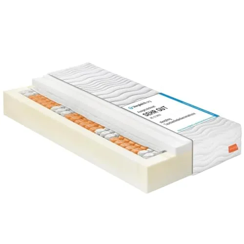 Sleepling 194565 Federkern Matratze Innovation 320 - 7-Zonen Tonnentaschenfederkernmatratze mit 400er Federkern, Made in EU, schadstoffgeprüft nach Ökotex 100, ideal für höchsten Schlafkomfort und Wellness zu Hause.