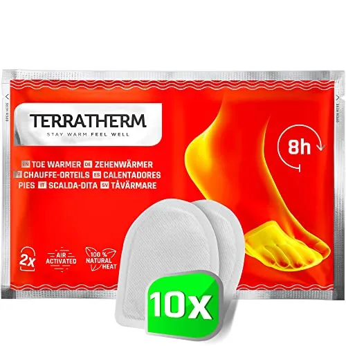 TerraTherm Fußwärmer Pads luftaktiviert - 8h warme Füße - 5, 10 oder 30 Paar - 100% natürliche Wärme - Wärmepads Füße - 10 Paar