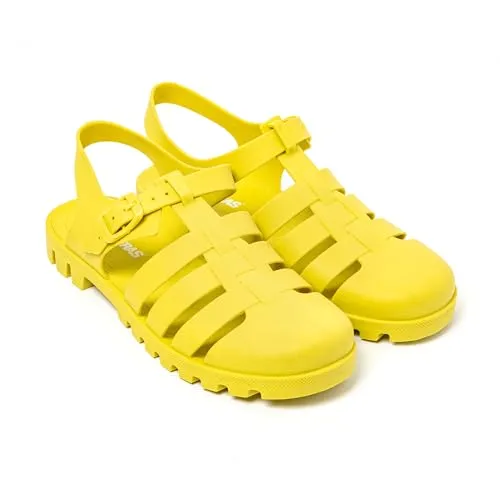 BRASILERAS Damen Zehensandalen mit Rutschfester Sohle bequem Schuhe Strand/Schwimmbad/Stadt gelb 39 EU