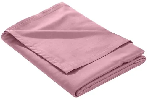 Bettwaesche-mit-Stil Mako-Satin Baumwollsatin Bettlaken ohne Gummizug Uni einfarbig (Bettlaken 240x280 cm, Rosa)