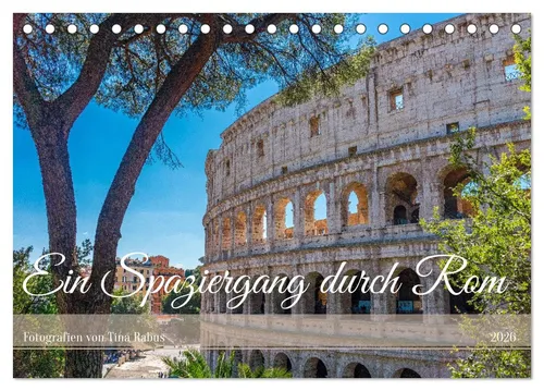 Ein Spaziergang durch Rom Tischkalender 2026 - Film, Kunst & Kultur - Hochwertiger Fotokalender mit 12 Motiven auf lichtbeständigem Papier, ideal als Geschenk für jeden Anlass und umweltfreundlich produziert.