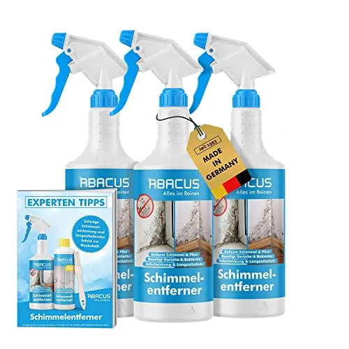 ABACUS® Schimmelentferner, Schimmelspray für Wand und Bad, Schimmelstop mit Langzeitwirkung, Schimmel-Blocker, Schimmel-Entferner, Anti-Schimmel – ABACUS Schimmelentferner 3x 750 ml (7459)