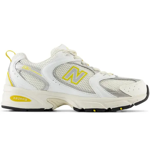 New Balance Herren Sneakers Beige MR530SY 44 EU - Halbschuhe im dynamischen Retro-Design der 90er – leicht, bequem und ideal für sportliche Aktivitäten sowie urbanen Stil, mit ABZORB-Dämpfung für Gelenkschutz.