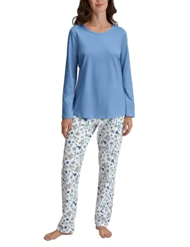 CALIDA Damen Flower Nights Pyjamaset Riviera Blue, 22-24 von CALIDA