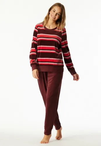 Schiesser Pyjama Comfort Nightwear 4XL - Bequemer 2-teiliger Schlafanzug in burgunderrot mit Rundhalsausschnitt und langem Arm, ideal für entspannte Nächte. Hergestellt aus 75% Baumwolle für angenehmen Tragekomfort.