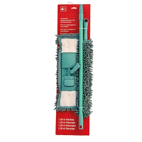 Bodenwischer mit Staubschwert und Teleskopstange 1,30 m, 4-teiliges Set