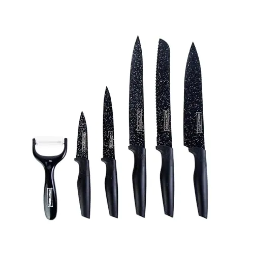 Royalty Line Messer-Set RL-MB5: 5-teiliges Antihaftbeschichtetes Set