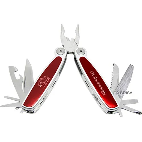 BRISA VW Multitool 8 in 1 - Faltbares Taschenwerkzeug mit T1 Bus Silhouette - Arborist Merchandising Root: Multifunktionales Multitool mit 8 praktischen Funktionen, ideal für Outdoor-Aktivitäten und Hobbyschrauber. Offiziell lizenziertes VW Produkt in hochwertiger Geschenkdose.