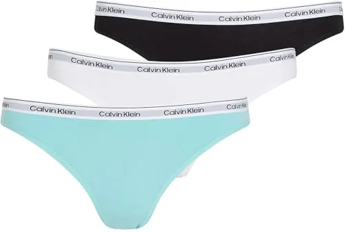 Calvin Klein Damen 3er Pack Slips Bikini Form Baumwolle mit Stretch, Mehrfarbig (Black/Beau Blue/White), XS