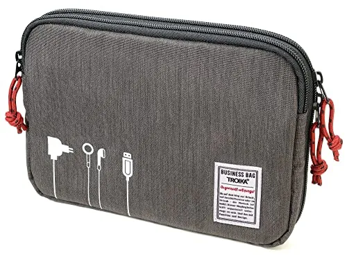 TROIKA Kabeltasche für Elektronikzubehör mit Geheimfach - Praktische Kabeltasche mit Geheimfach für mini Tracking-Geräte, aus strapazierfähigem 100% Polyester – ideal für Ordnung und Sicherheit unterwegs.