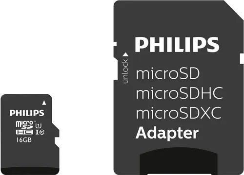 Philips microSDHC 16GB – UHS-I Class 10 V10 A1 inkl. SD-Adapter