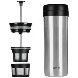 Espro Travel P1 Kaffeebereiter aus gebürstetem Stahl