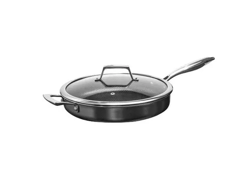 HAWS Sauteuse 'Santo' mit Deckel 28 cm - Pfanne mit fortschrittlicher Hybridbeschichtung, ideal für optimale Wärmeverteilung und Nutzung von Metallutensilien. PFAS-frei und backofenfest bis 260 Grad.
