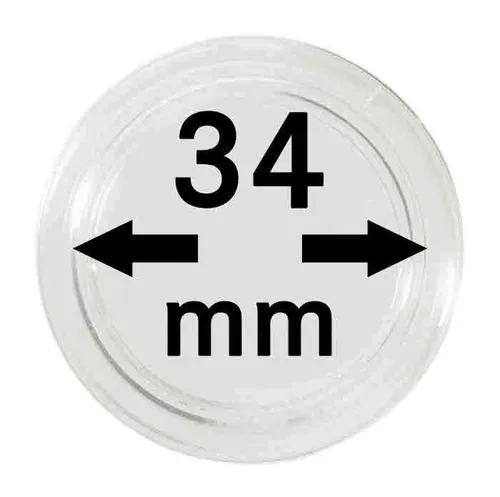 100-Lindner-Münzkapseln-34-mm-Münzenkapseln-2251034-Glasklar-mit-Rand