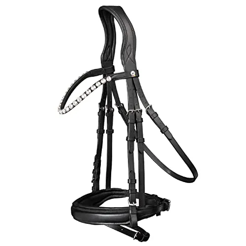 WALDHAUSEN Trensenzaum X-Line Beauty, schwarz, WB - Trensen & Kandaren, anatomisch geformtes Genickstück und geschwungenes Stirnband mit Strasskette für eleganten Look und maximalen Komfort für Ihr Pferd.