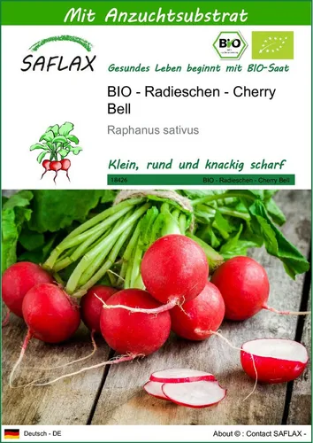 SAFLAX Gemüsesamen SAFLAX - Samen und Substrat - BIO - Radieschen - Cherry Bell