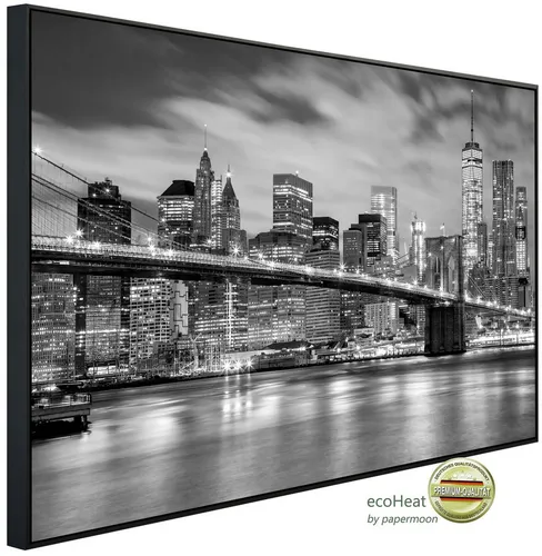 Papermoon Infrarotheizung INFRAROT-BILD-HEIZUNG Brooklyn Bridge Schwarz & Weiß - Energiesparende Infrarotheizung mit TÜV-Rheinland/GST-Zertifizierung. Sorgt für ein behagliches Raumklima, einfach zu montieren und schnell betriebsbereit.
