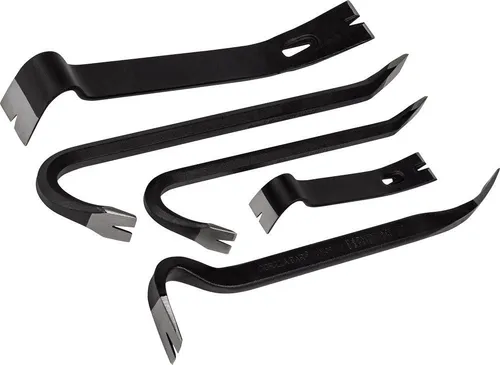 Roughneck Brecheisen/Nageleisen Set 5-teilig - Nagel- & Brecheisen Set mit 5 hochwertigen Werkzeugen, ideal für Heimwerker und Profis, erleichtert das Nagelziehen durch erhöhte Hebelwirkung und extra dünne Klauen.