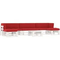 vidaXL 6-tlg. Paletten-Lounge-Set Weiß aus Kiefernholz - Genießen Sie entspannte Stunden im Freien mit diesem robusten Paletten-Lounge-Set. Die witterungsbeständige Konstruktion und die mitgelieferten Kissen sorgen für Komfort und Stil in Ihrem Garten oder auf der Terrasse.