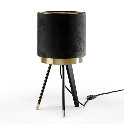 Vicco Nachttischlampe Goldamo, Schwarz/Gold, 23 x 46 cm - Elegante Nachttischlampe mit goldfarbenen Akzenten, ideal für stilvolle Wohnräume. Bringt warme Lichtakzente und schafft eine gemütliche Atmosphäre.