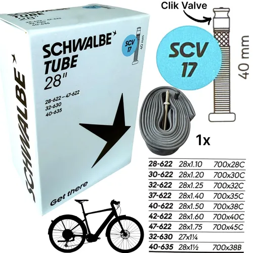 Schwalbe Road Fahrrad-Schlauch SCV 17 28