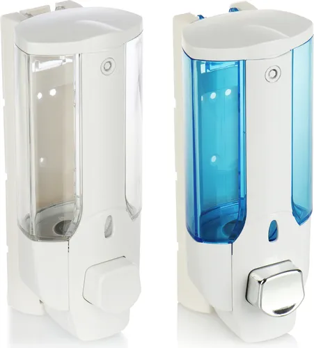 COM-FOUR® 2x Seifenspender zur Wandbefestigung - Wand-Seifenspender nachfüllbar - Seifendosierer für Duschgel und Shampoo [Auswahl variiert]