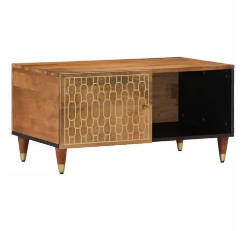furnicato Couchtisch aus Vollholz mit Eisenbeinen 80x50x40 cm - Stylischer Couchtisch aus robustem Vollholz mit einzigartiger Maserung. Ideal für Ihr Wohnzimmer, bietet Stauraum und eine stabile Tischplatte für Getränke und Snacks. Jedes Stück ist ein Unikat.