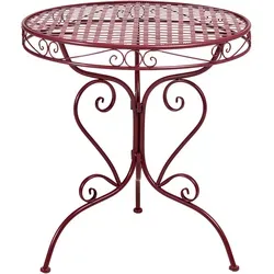 BELIANI Burgunderroter Balkontisch aus Eisen – Rund, 70 cm, Retro-Design für 2 Personen