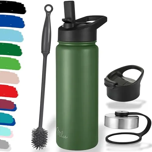 Milu Edelstahl Trinkflasche 500ml in oliv von Milu