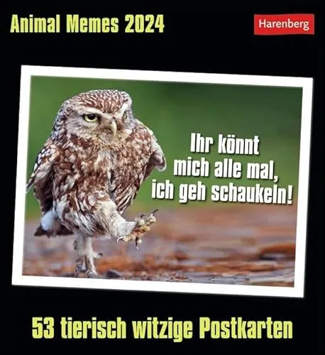 Animal Memes Postkartenkalender 2024. Witzige Tierfotos mal anders: Jede Woche neue Memes mit coolen Sprüchen in einem Tischkalender zum Aufstellen. ... Verschicken: 53 tierisch witzige Postkarten